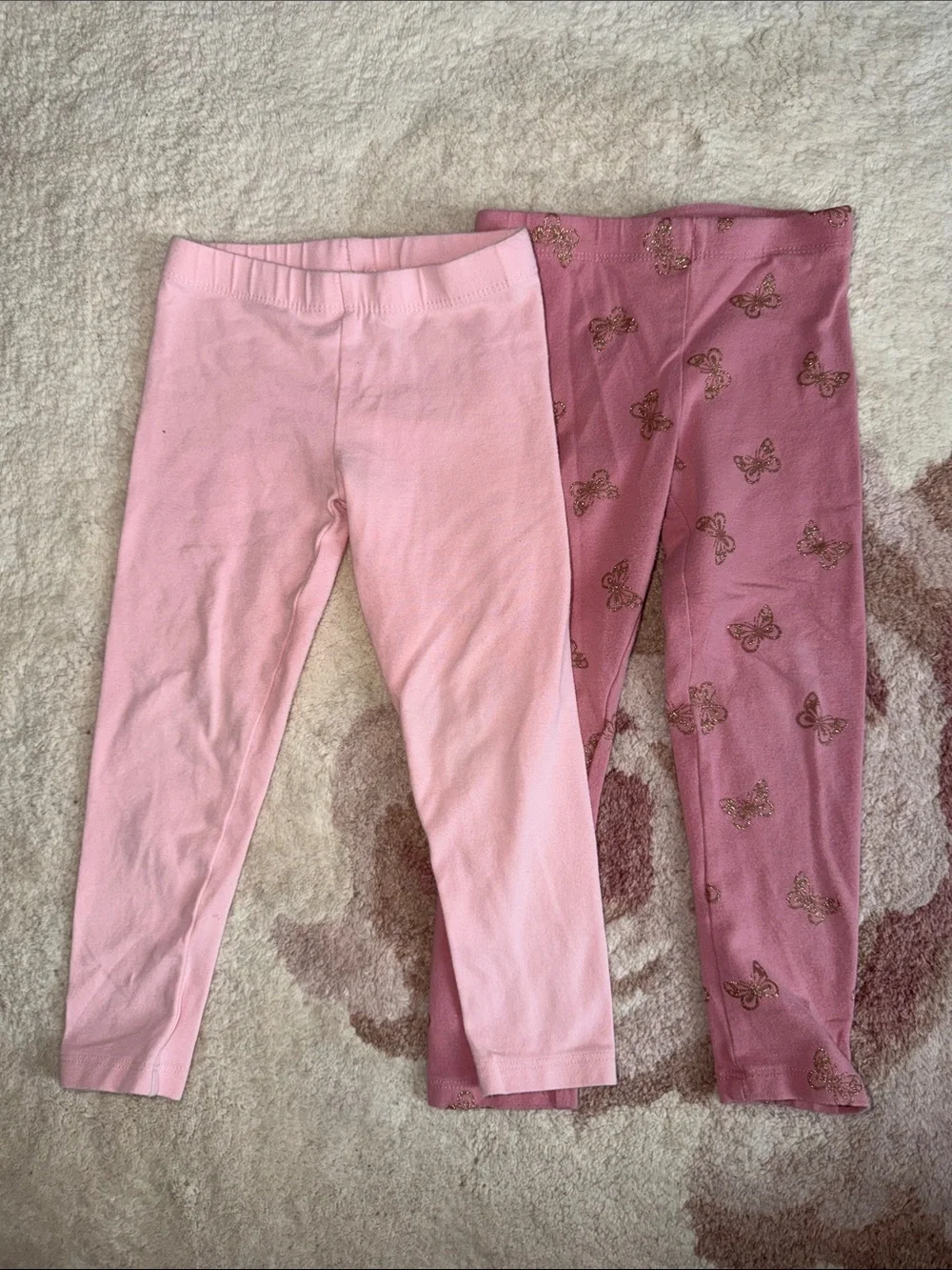 The Children's Place Pink 2-Pack Girls' Leggings with Glitter Butterflies